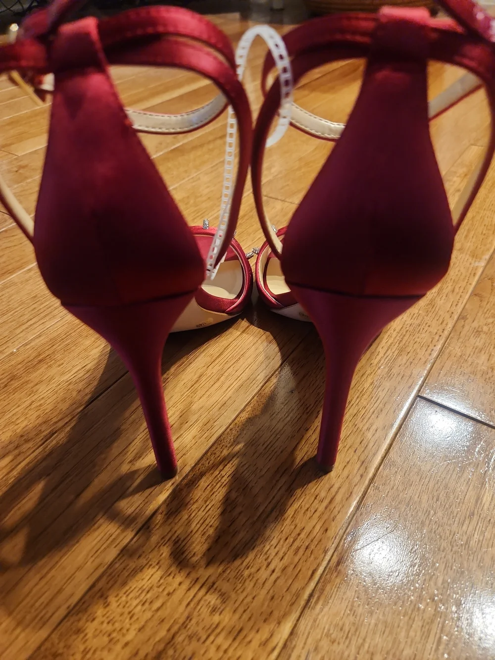 Jessica Simpson Red Satin Rhinestone Stiletto Sandals Size 9M